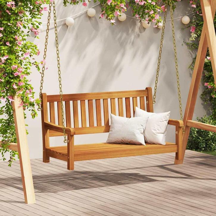 vidaXL Tuin Hangbank Bruin 119 x 35 x 47cm Massief, Tuin en Terras, Tuinbanken, Nieuw, Verzenden