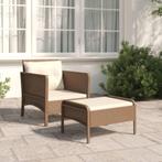 vidaXL 2-delige Loungeset met kussens poly rattan bruin, Tuin en Terras, Tuinsets en Loungesets, Verzenden, Nieuw, Rotan, Loungeset