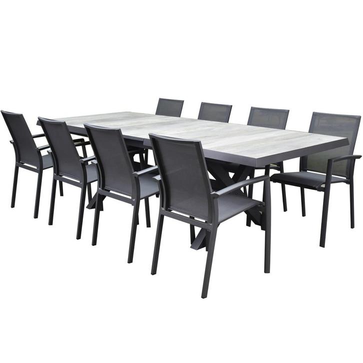 Malaga New Delhi dining tuinset uitschuifbaar, Tuin en Terras, Tuinsets en Loungesets, Nieuw, Ophalen of Verzenden