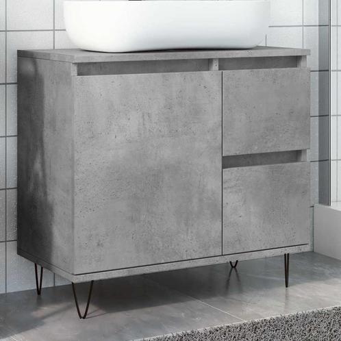 vidaXL Badkamerkast 65x33x60 cm bewerkt hout betongrijs, Huis en Inrichting, Badkamer | Badkamermeubels, Nieuw, Minder dan 100 cm