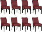 Set van 8 Donkerrode leren landelijke eetkamerstoelen - Tole, Huis en Inrichting, Stoelen, Overige kleuren, Nieuw, Leer, Ophalen of Verzenden