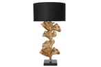 Design tafellamp GINKGO 70cm zwarte stoffen kap gouden, Nieuw, Ophalen of Verzenden