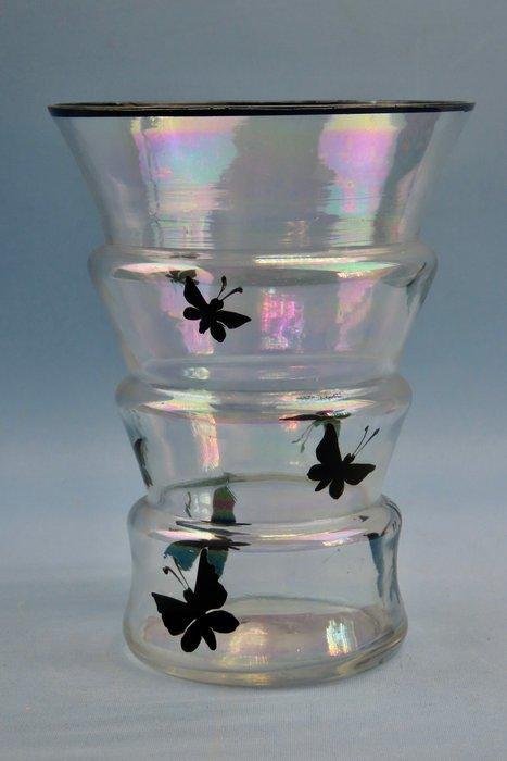 Bohemen - Art Deco - Vaas - Glas - emaille + iriserend, Antiek en Kunst, Antiek | Glas en Kristal