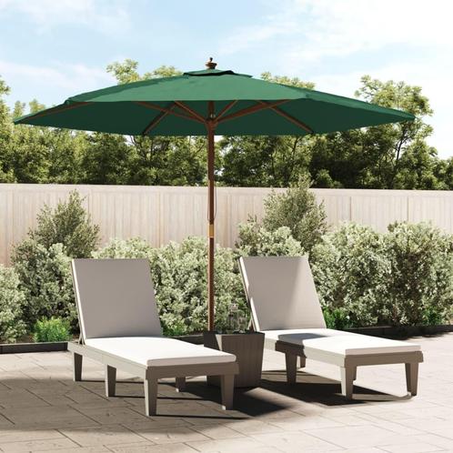 vidaXL Parasol met houten paal 299x240 cm groen, Tuin en Terras, Parasols, Nieuw, 2 tot 3 meter, Verzenden