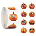 500 Stickers Labels Rol Halloween pompoen rol etiketten, Ophalen of Verzenden, Nieuw