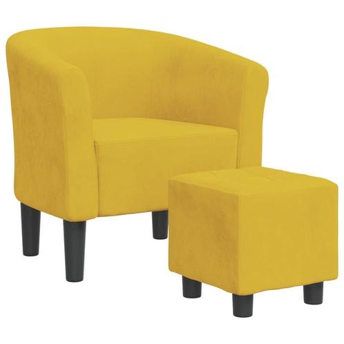 Gele Fluweel Kuipstoel met Voetenbank - Retourdeal - 51%..., Huis en Inrichting, Stoelen, Overige kleuren, Nieuw, Ophalen of Verzenden