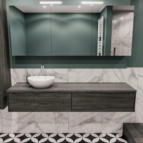 Badkamermeubel BWS Madrid Antraciet 180 cm met Topblad en, Doe-het-zelf en Verbouw, Sanitair, Bad, Nieuw, Ophalen of Verzenden