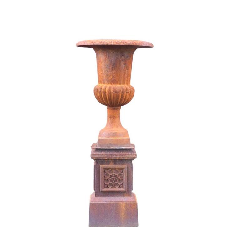 Tuinvaas op sokkel - oxide - 128 cm - in Franse barokstijl, Tuin en Terras, Tuinvazen, Ophalen of Verzenden