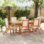 vidaXL 7-delige Tuinset massief acaciahout en textileen, Tuin en Terras, Tuinsets en Loungesets, 6 zitplaatsen, Nieuw, Tuinset
