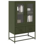 vidaXL buffetkast 68x39x111,5 cm staal olijfgroen, Verzenden, Nieuw, Metaal