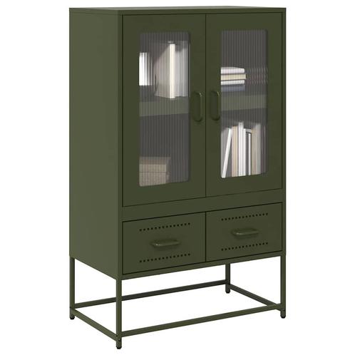 vidaXL buffetkast 68x39x111,5 cm staal olijfgroen, Huis en Inrichting, Kasten | Buffetkasten, Nieuw, Metaal, Verzenden