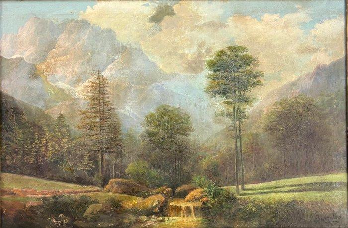 Giuseppe Bonacina (1955) - Paesaggio nella natura, Antiek en Kunst, Kunst | Schilderijen | Klassiek