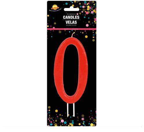 Rode Kaars 0 Jaar 12cm, Hobby en Vrije tijd, Feestartikelen, Nieuw, Verzenden