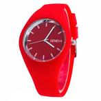 Fako® - Horloge - Geneva - Siliconen Ultra - Rood, Sieraden, Tassen en Uiterlijk, Horloges | Dames, Nieuw, Verzenden