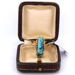 Armring - 18 karaat Geel goud Turquoise - Diamant - ANNI 60, Sieraden, Tassen en Uiterlijk, Antieke sieraden