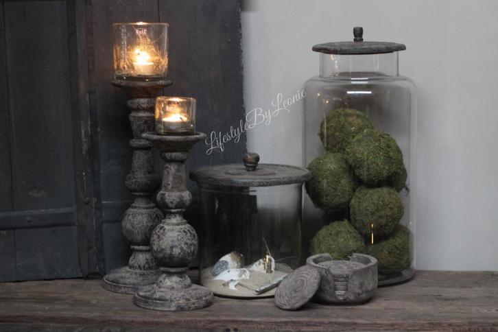 Bol kandelaar Old grey 28 cm, Huis en Inrichting, Woonaccessoires | Kandelaars en Kaarsen, Nieuw, Ophalen of Verzenden