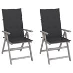 vidaXL Tuinstoelen 2 st verstelbaar met kussens massief, Tuin en Terras, Tuinstoelen, Verzenden, Nieuw, Hout
