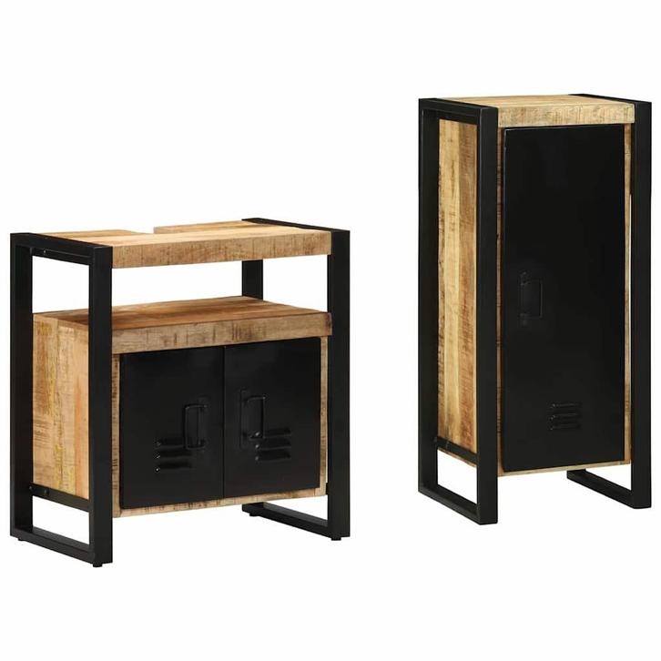 vidaXL Badkamermeubelset met plank 2 pcs Bruin Massief Mango, Huis en Inrichting, Badkamer | Badkamermeubels, Nieuw, Verzenden