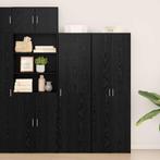 vidaXL Hoogkast Zwart Eiken 50x42.5x185 cm Geëngineerd Hout, Huis en Inrichting, Kasten | Buffetkasten, Minder dan 50 cm, Verzenden