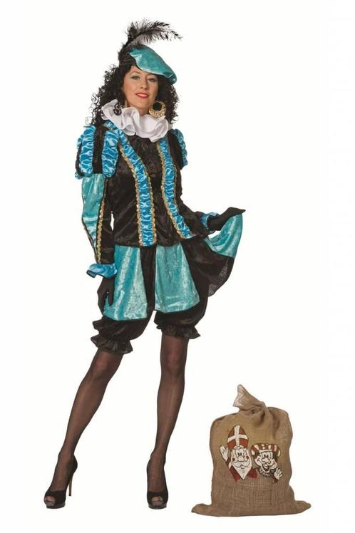 Pieten pak dames aqua/zwart luxe, Kleding | Dames, Carnavalskleding en Feestkleding, Nieuw, Ophalen of Verzenden