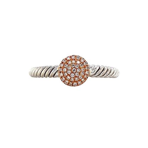 Witgouden rozet ring met diamant 14 karaat, Sieraden, Tassen en Uiterlijk, Ringen, Wit, Zo goed als nieuw, Goud, Verzenden
