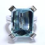 Ring - 18 karaat Witgoud - 28.60ct. tw. Aquamarijn - Diamant, Sieraden, Tassen en Uiterlijk, Ringen, Nieuw