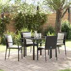 vidaXL 5-delige tuinset met kussens - Zwart poly rotan, Verzenden, Nieuw, Rotan, Tuinset