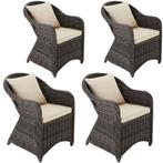 4 luxe wicker fauteuils met kussens - grijs, Nieuw, Verzenden