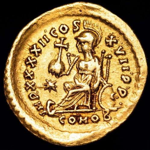 Romeinse Rijk. Theodosius II (402-450 n.Chr.). Solidus, Postzegels en Munten, Munten | Europa | Niet-Euromunten
