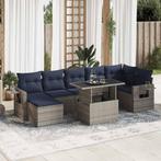 vidaXL 8-delige Loungeset met kussens poly rattan acacia, Verzenden, Nieuw, Rotan, Loungeset