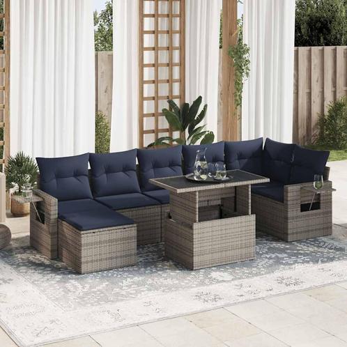 vidaXL 8-delige Loungeset met kussens poly rattan acacia, Tuin en Terras, Tuinsets en Loungesets, Loungeset, Nieuw, Rotan, Verzenden