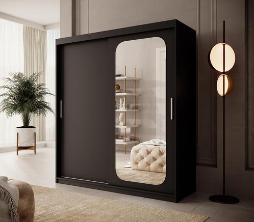 Kledingkast 180cm zwart Schuifdeuren met spiegel, Huis en Inrichting, Kasten | Vitrinekasten, 50 tot 75 cm, Nieuw, 200 cm of meer