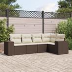 vidaXL 5-delige Loungeset met kussens poly rattan bruin, Tuin en Terras, Verzenden, Nieuw, Rotan, Loungeset