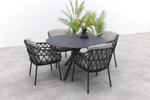 4 Seasons Calpi/Locarno 130 cm. ronde tuinset - 5-delig, Tuin en Terras, Tuinsets en Loungesets, Tuinset, Nieuw, Rvs, Verzenden