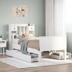 vidaXL Bed met boekenkast zonder matras grenenhout wit, 90 cm, Eenpersoons, Verzenden, Wit