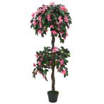 vidaXL Kunstplant met pot rododendron 155 cm groen en roze, Verzenden, Nieuw