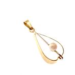 Bicolor gouden hanger met parel (witgoud, sierlijk), Ophalen of Verzenden, Gebruikt, Goud, Overige merken