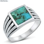 Zilveren natuurlijke turquoise zegelring  heren, Sieraden, Tassen en Uiterlijk, Ringen, Verzenden, Nieuw, Zilver