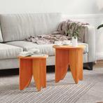 vidaXL Salontafel 2 pcs Wasbruin 41.5 x 41.5 x 44 cm, Huis en Inrichting, Tafels | Salontafels, Minder dan 50 cm, Verzenden, Rond