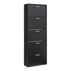 Schoenenkast Sykkylven 5 kleppen zwart 169x60x24 cm [en.casa, Verzenden, Nieuw