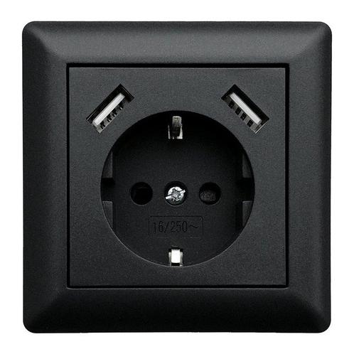 Ledmaxx Inbouw contactdoos zwart met 2x USB 2800mA, Huis en Inrichting, Lampen | Overige, Nieuw, Ophalen of Verzenden