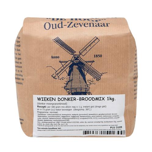 Molen de Hoop Wieken Donker Broodmix 1kg, Hobby en Vrije tijd, Taarten en Cupcakes maken, Nieuw, Verzenden