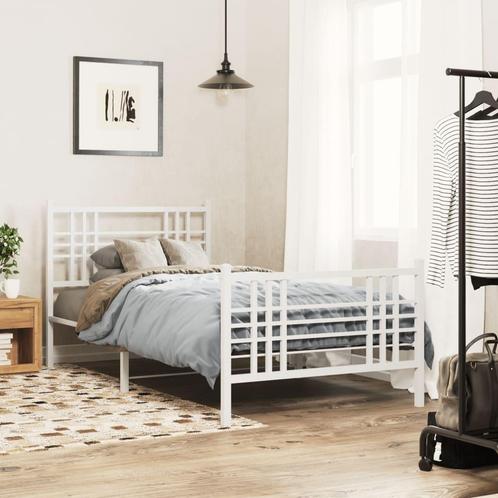 vidaXL Bedframe met hoofd- en voeteneinde metaal wit 107x203, Huis en Inrichting, Slaapkamer | Bedden, Wit, Nieuw, Metaal, Eenpersoons