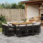 vidaXL 11-delige Tuinset met kussens poly rattan zwart, Meer dan 8 zitplaatsen, Nieuw, Tuinset, Verzenden