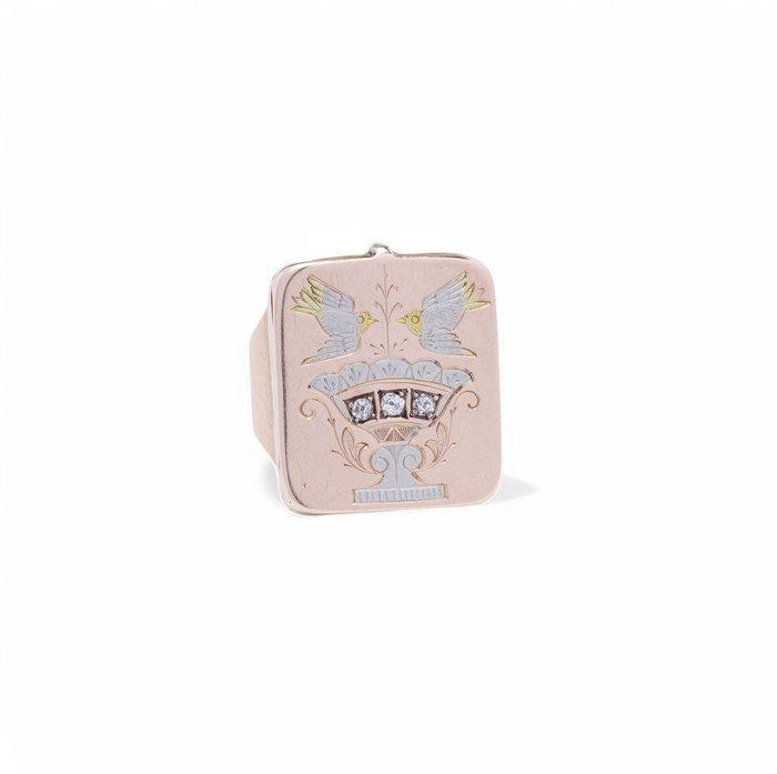 Ring Victoriaanse 18K gouden en platina boxring, Sieraden, Tassen en Uiterlijk, Ringen