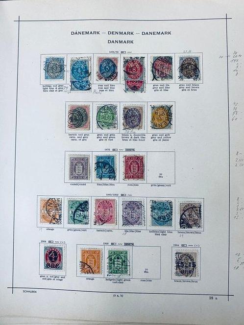 Zweden - Collectie Klassiek Denemarken op Oude Albumbladen, Postzegels en Munten, Postzegels | Amerika