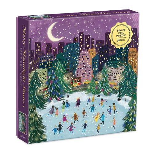 Merry Moonlight Skaters 500 Piece Foil Puzzle, Boeken, Studieboeken en Cursussen, Verzenden
