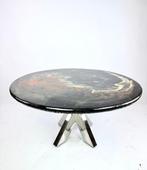 Tafel - Hars, Staal - Ronde bijzettafel van hars