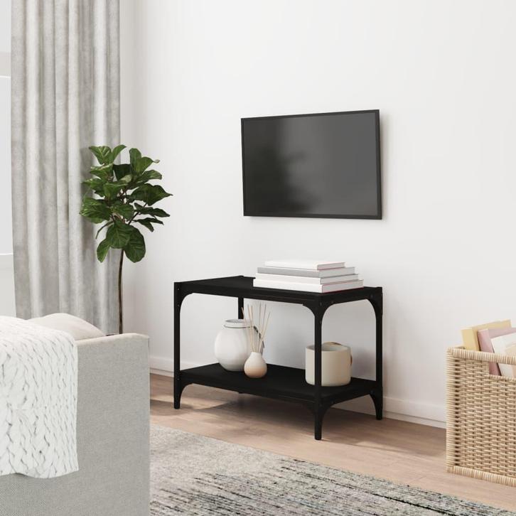vidaXL Tv-meubel 60x33x41 cm bewerkt hout en staal zwart, Huis en Inrichting, Kasten | Televisiemeubels, 25 tot 50 cm, Nieuw, Overige houtsoorten