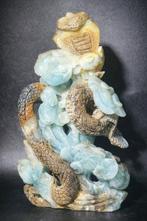 Unieke amazoniet-slangfiguur – Handgesneden statementstuk -